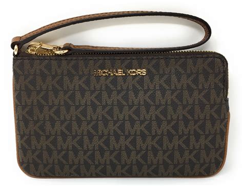 michael kors jet set signature large wristlet brown|michael kors jet wallet.